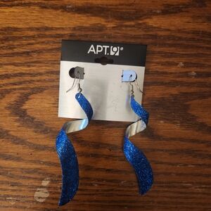 APT.9 Blue Glitter Spiral Earrings